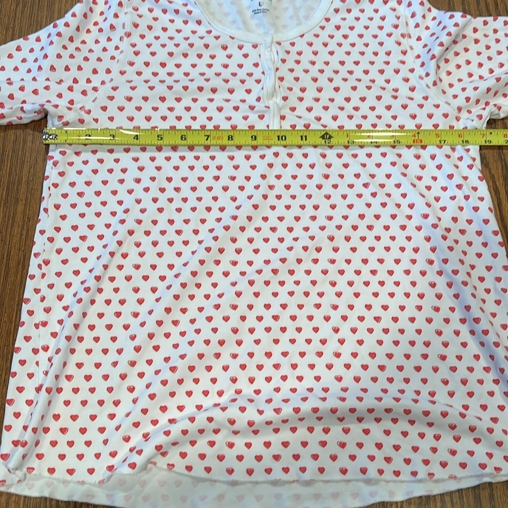 Roller Rabbit White Pajama Top with Pink Heart Design large 100% Pima Cotton - Picture 4 of 6
